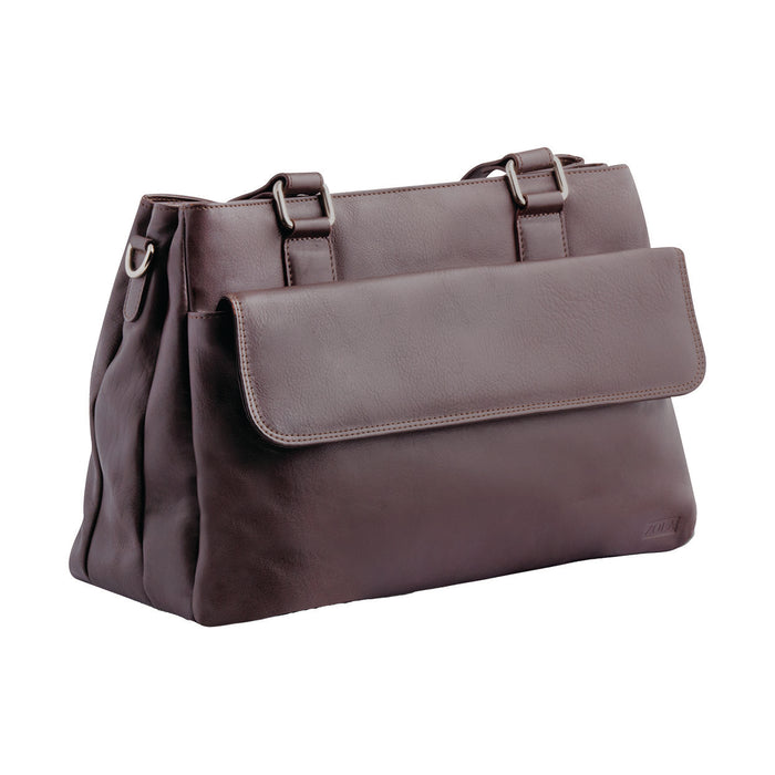 Zola Brown Large Handbag With 3 Zippers