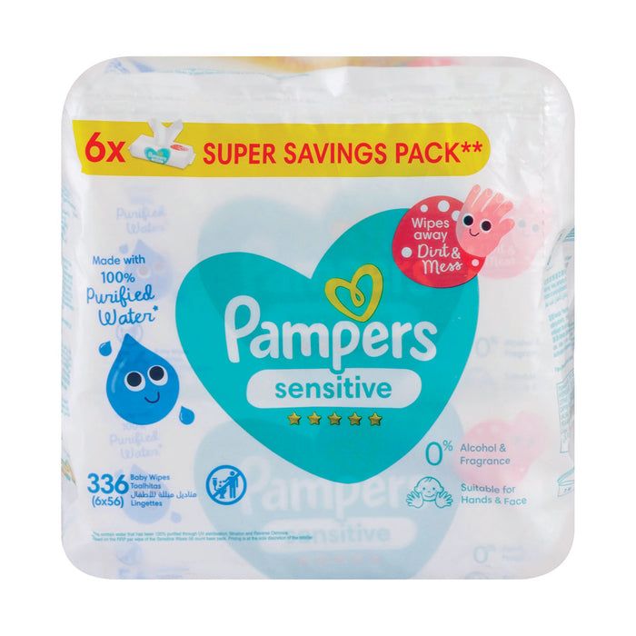 Pampers Baby Wipes Sensitive Protect 6 packs x 56 Wipes