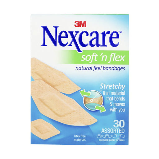 3M Nexcare Soft 'n Flex Natural Feel Bandages Assorted 30 Strips