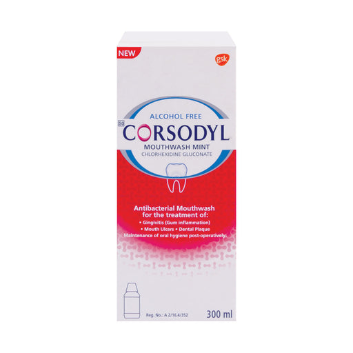 Corsodyl Antibacterial Mouthwash Mint Alcohol Free 300ml