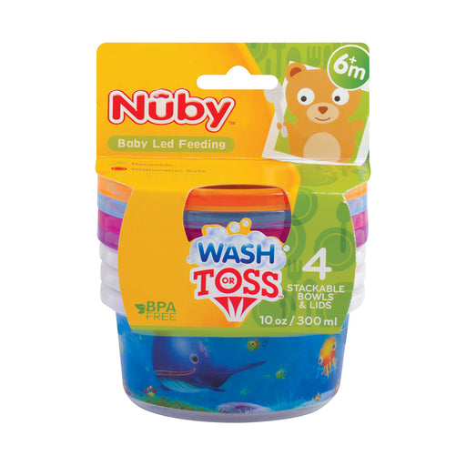 Nuby Wash Toss Bowls With Lids 300ml 4 Pack