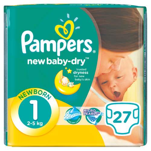 Pampers Newbaby-Dry Newborn Nappies Disposable Size 1 27