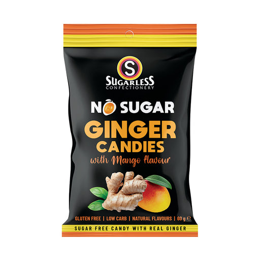 Sugarless No Sugar Ginger Candies With Mango Flavour 60g
