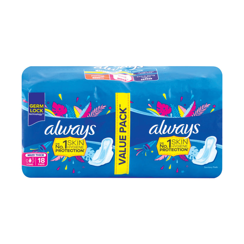Always Maxi Sanitary Pads Long Plus Duo 18 Pads