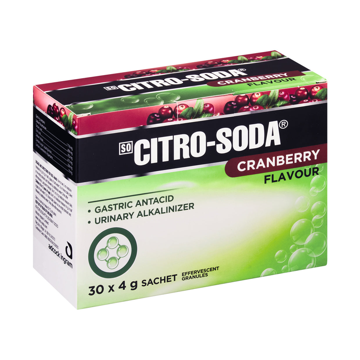 Citro-Soda Cranberry 30 x 4g Granule Sachets - Maximed