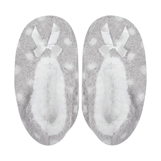 Cosy Fluffy Slippers - Grey Dot