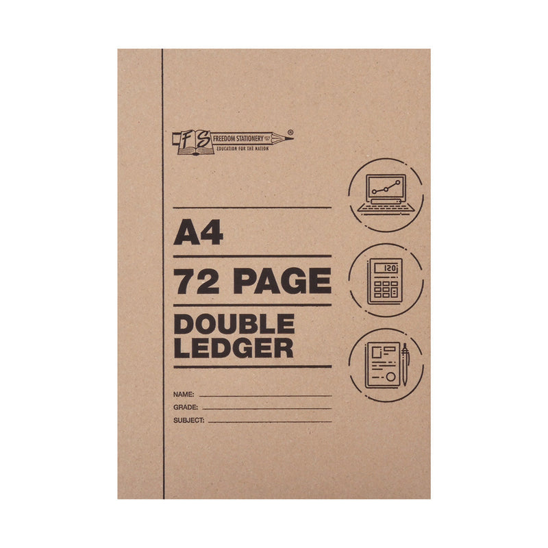 Freedom Stationery A4 Double Ledger Book 72 Pages