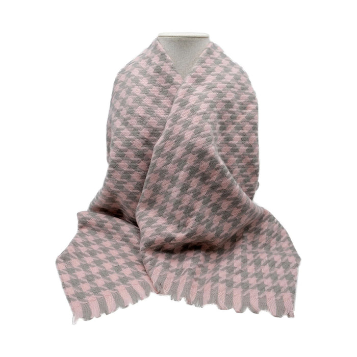 Jenam Cosy Pashmina - Pink Houndstooth