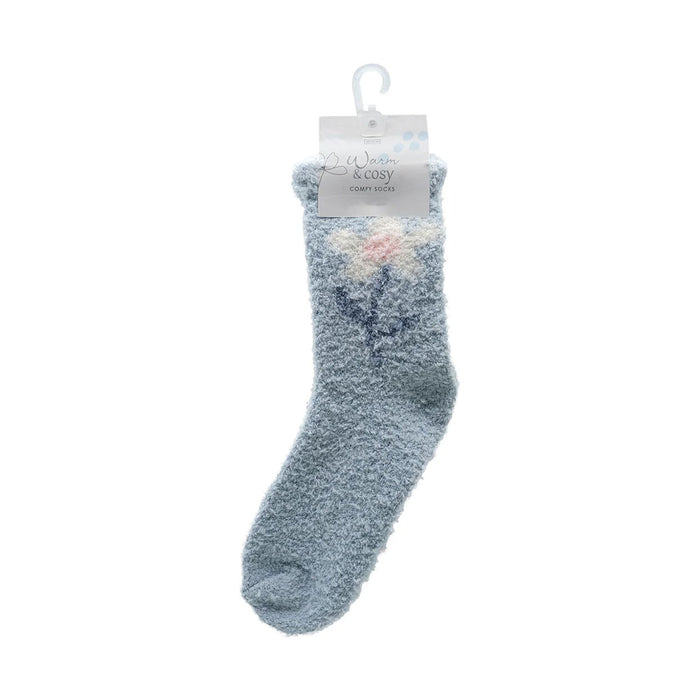 Jenam Cosy Socks Fluffy - Blue Flowers