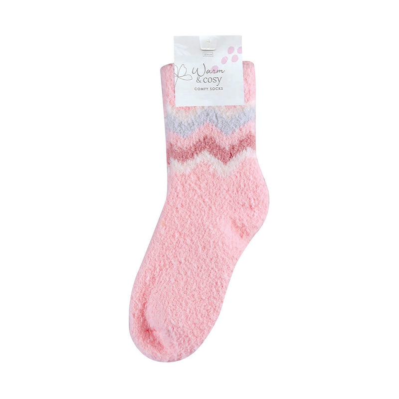 Jenam Cosy Socks Fluffy - Pink Zig Zag