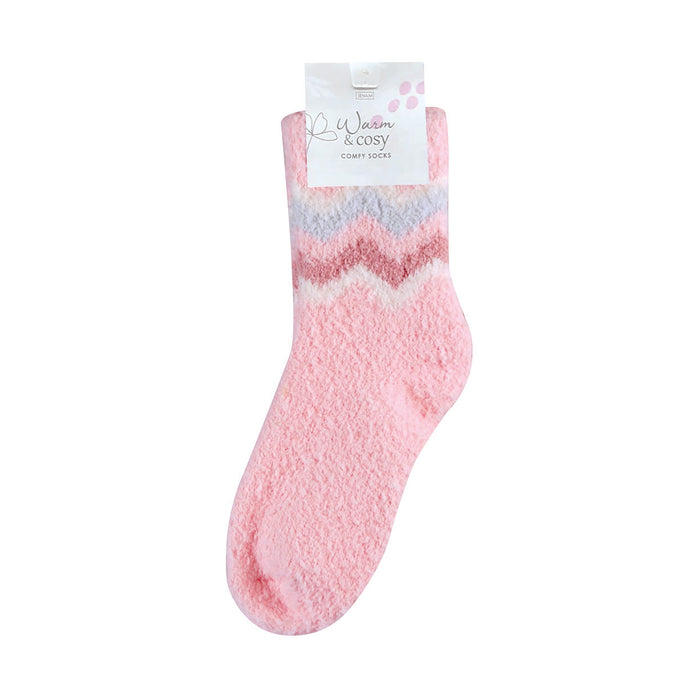 Jenam Cosy Socks Fluffy - Pink Zig Zag