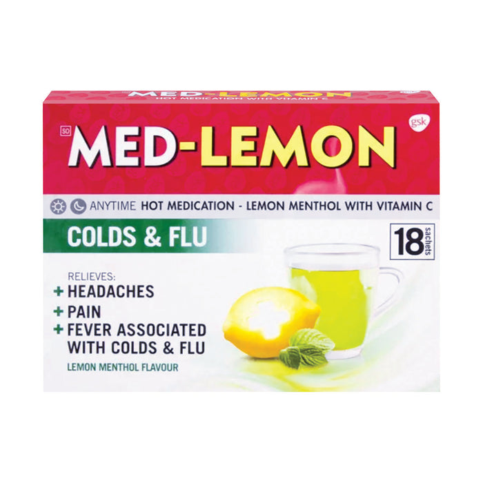 Med-Lemon Hot Medication Lemon Menthol With Vitamin C 18 Sachets