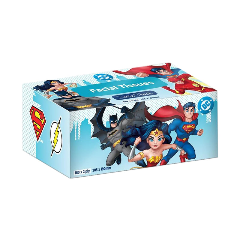 Satin Touch 2-Ply Justice League Facial Tissues 180 Pack