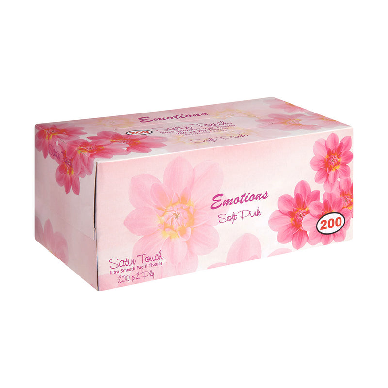 Satin Touch 2 Ply Tissues Soft Pink 200 Pack