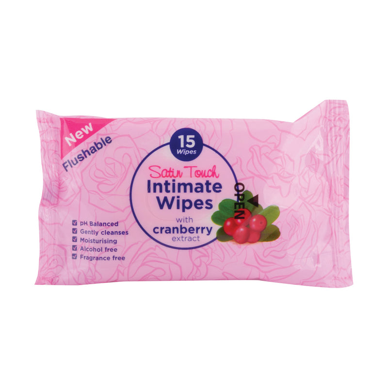 Satin Touch Intimate Wipes With Cranberry Extract 15 Wipes