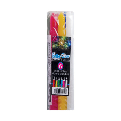 Brite Glow Candles 6 Pack - Assorted Colours