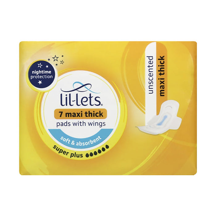 Lil-Lets Maxi Thick Super Pads Plus Night Unscented 7 Pads