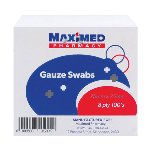 Maximed Gauze Swabs 8 Ply 75mm x 75mm 100