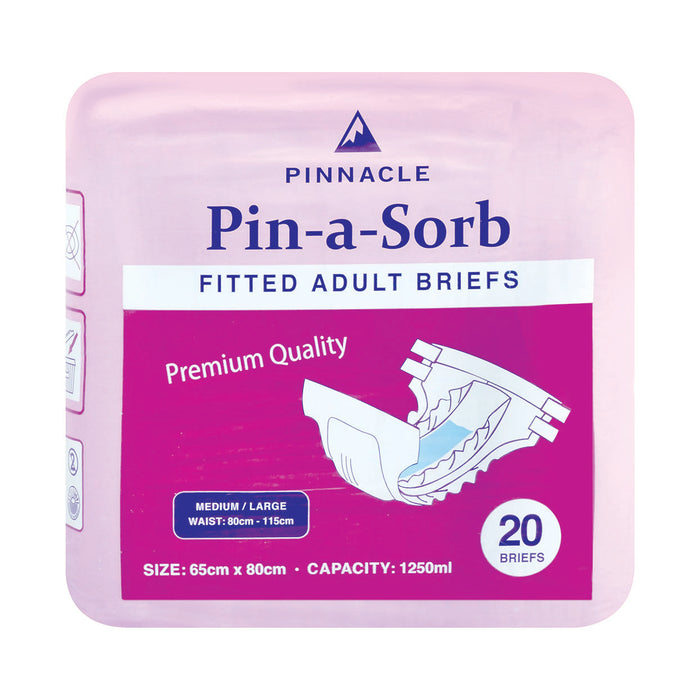 Pinnacle Pin-A-Sorb Fitted Adult Briefs Medium - Large 20 Pants