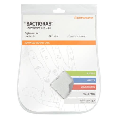 Smith & Nephew Bactigras100x100mm 3 units