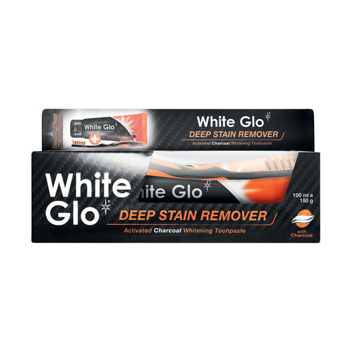 White Glo Toothpaste Deep Stain Remover Charcoal & Toothbrush